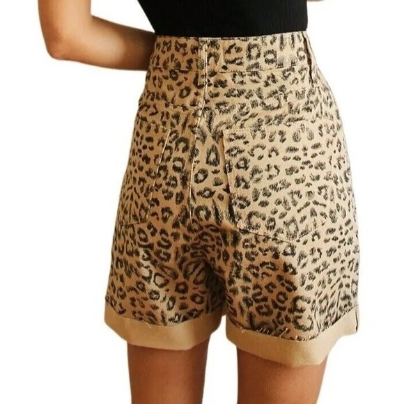 NWT Free People Printed Dogtown High Waist Shorts Cheetah Black Tan Size 29 NEW - Picture 10 of 16